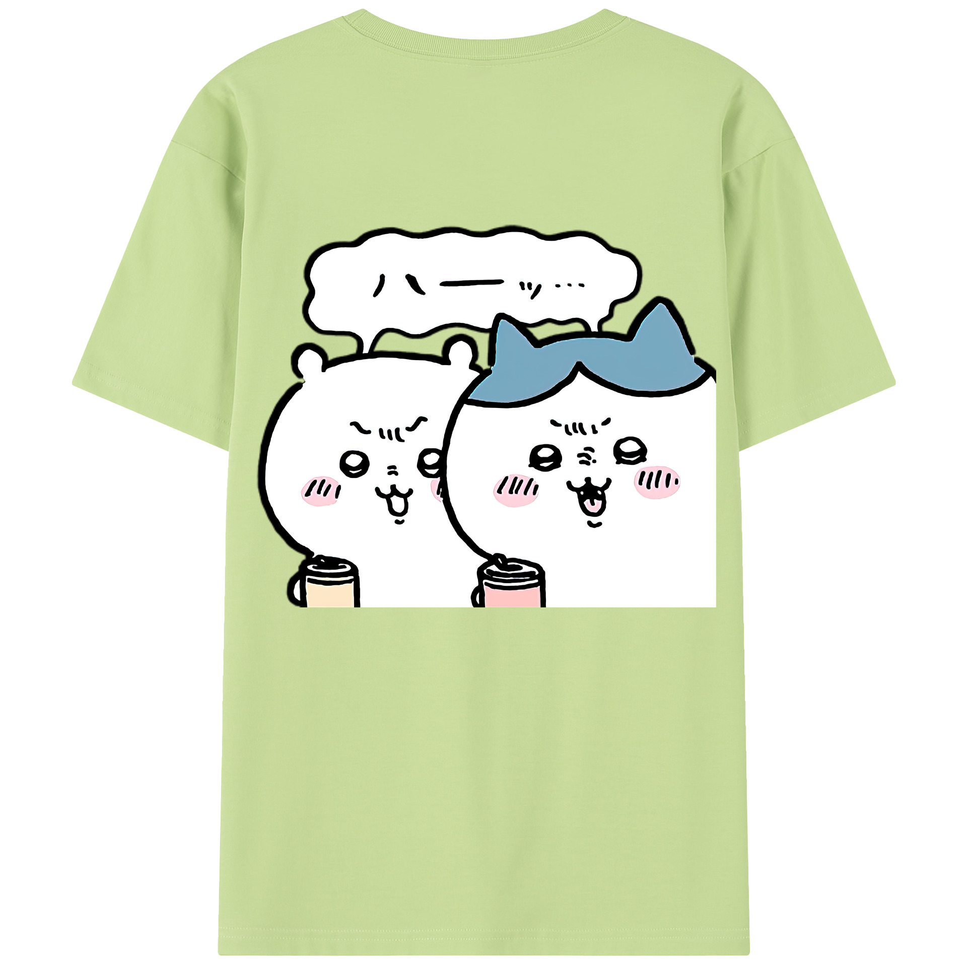 （画像用） ちいかわ ハチワレ Chii-kawa hachiware 綿100％半袖Tシャツ（背面プリント）